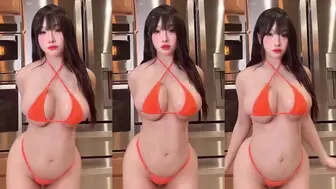 Asianbunnyx Big Tits in Orange Bikini OnlyFans Video Leaked