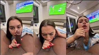 Jadeteen Serves Blowjob To BBC Boyfriend Watching Soccer POV Video Leaked