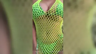 Paige Woolen Boob Teasing In Green Fishnet Sexy Selfie Video Leaked