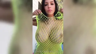Paige Woolen Boob Teasing In Green Fishnet Sexy Selfie Video Leaked