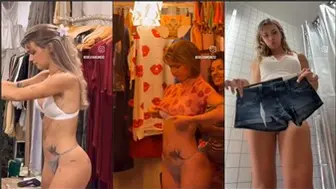 Silvia Ronco Trying on Dresses Wearing Lingerie In Public