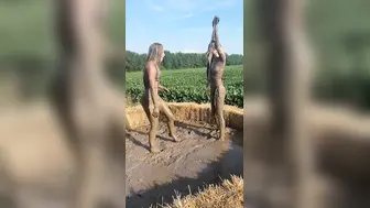 Anya Matusevich & Livinia Roberts Strip And Lesbian Wrestle In The Mud POV Video Leak