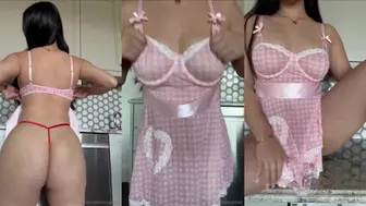 Joy Mei Pink Gingham Lingerie Tease OnlyFans Video Leaked