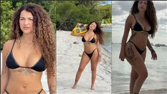 Malu Trevejo Onlyfans Black Bikini Tease On Beach Sexy Solo Video Leaked