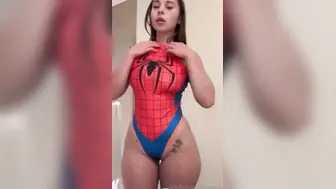 Sophie Rain Onlyfans Strips Spider Costume Teasing Orange Lingerie Selfie Video Leaked