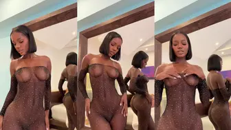 Barbienegra3 Nudes Sheer Topless Strip OnlyFans Video Leaked