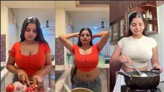 Anushka Deokate Big Boobs Shaking Cooking Compilation Video Leaked